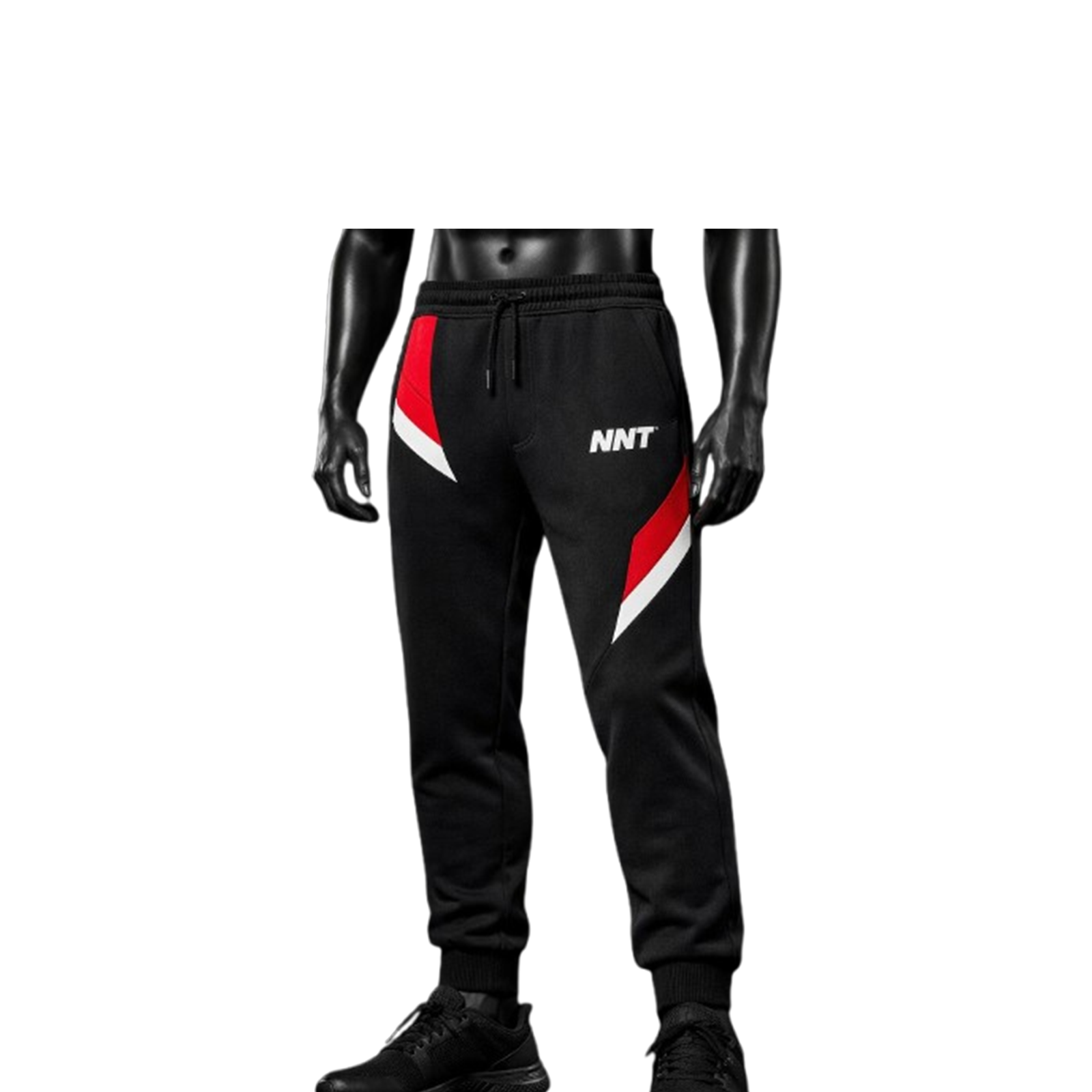 NNT Performance Stripe Joggers — Black/Red/White